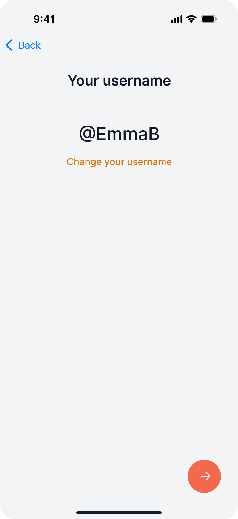 Username screen